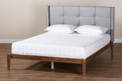 Baxton Studio - Edmond Full Size Bed - MG0019-Grey/Ash Walnut-Full view 7