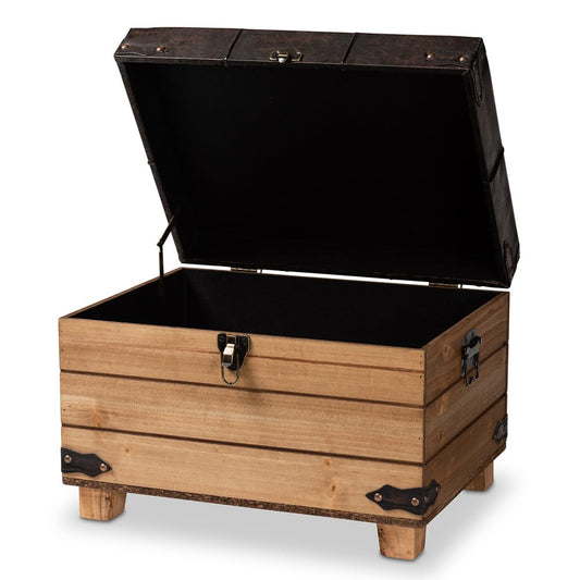 Baxton Studio - Edmund Ottoman in Dark Brown/Oak Brown - JY20B056S-Dark Brown-Small Otto view 2