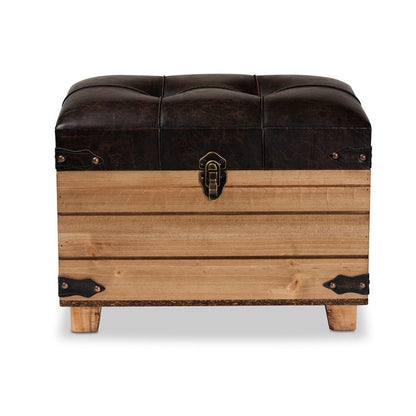 Baxton Studio - Edmund Ottoman in Dark Brown/Oak Brown - JY20B056S-Dark Brown-Small Otto view 3