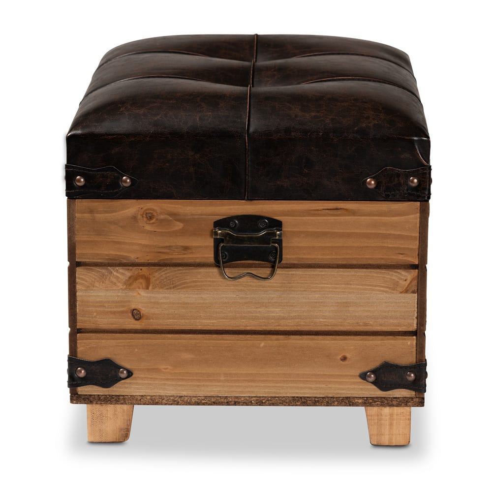 Baxton Studio - Edmund Ottoman in Dark Brown/Oak Brown - JY20B056S-Dark Brown-Small Otto view 4