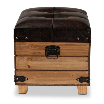 Baxton Studio - Edmund Ottoman in Dark Brown/Oak Brown - JY20B056S-Dark Brown-Small Otto view 4