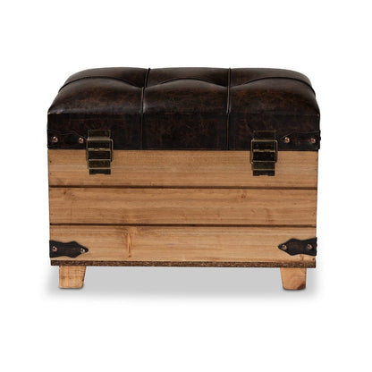 Baxton Studio - Edmund Ottoman in Dark Brown/Oak Brown - JY20B056S-Dark Brown-Small Otto view 5