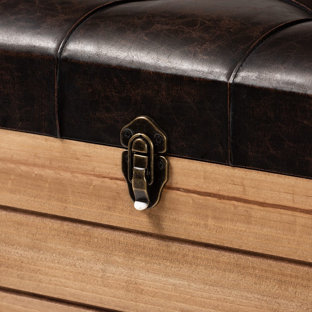 Baxton Studio - Edmund Ottoman in Dark Brown/Oak Brown - JY20B056S-Dark Brown-Small Otto view 6