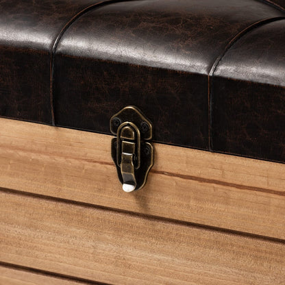 Baxton Studio - Edmund Ottoman in Dark Brown/Oak Brown - JY20B056S-Dark Brown-Small Otto view 6