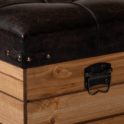 Baxton Studio - Edmund Ottoman in Dark Brown/Oak Brown - JY20B056S-Dark Brown-Small Otto view 8