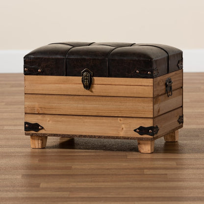 Baxton Studio - Edmund Ottoman in Dark Brown/Oak Brown - JY20B056S-Dark Brown-Small Otto view 11