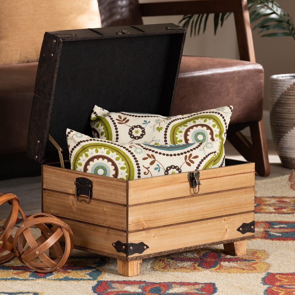 Baxton Studio - Edmund Ottoman in Dark Brown/Oak Brown - JY20B056S-Dark Brown-Small Otto view 12
