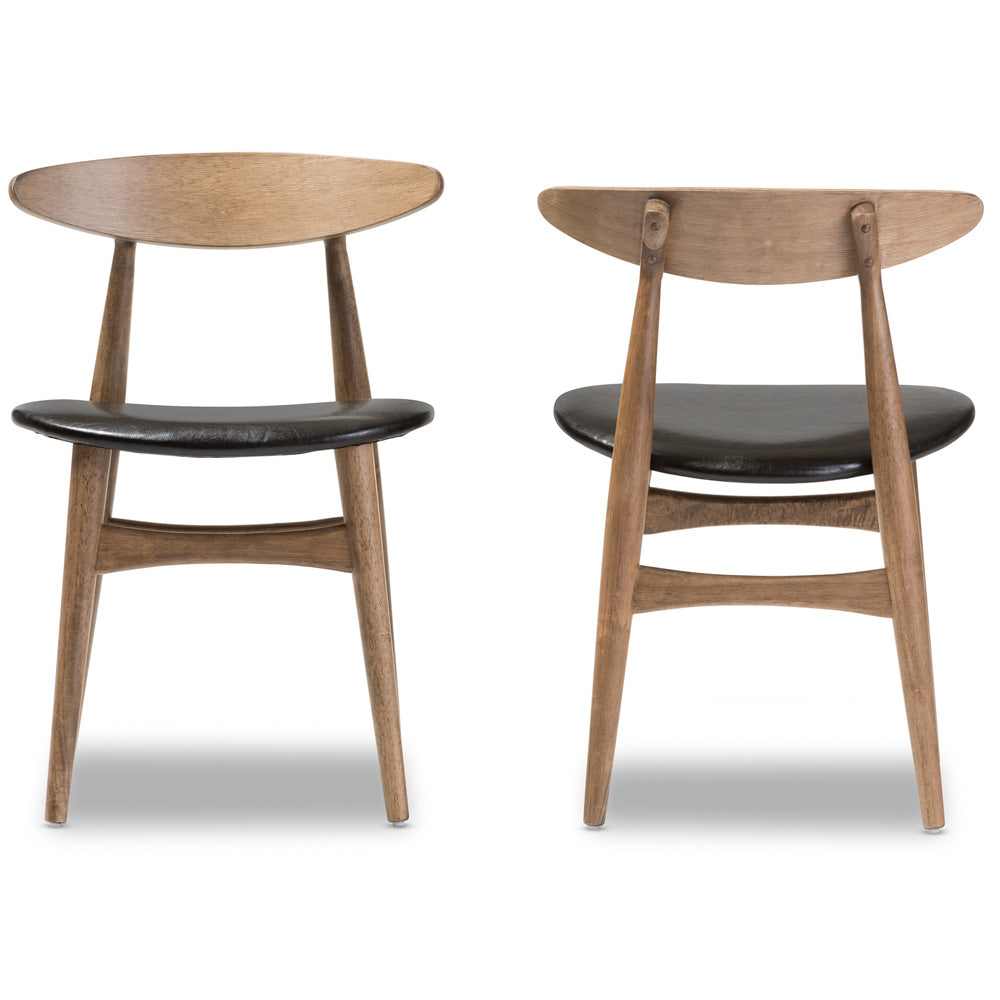 Baxton Studio - Edna Dining Set in Table: "Oak" Light Brown; Chairs: Black/"Oak" Light Brown - Flora-French Oak 5PC Dining Set view 4