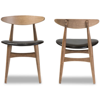 Baxton Studio - Edna Dining Set in Table: "Oak" Light Brown; Chairs: Black/"Oak" Light Brown - Flora-French Oak 5PC Dining Set view 4