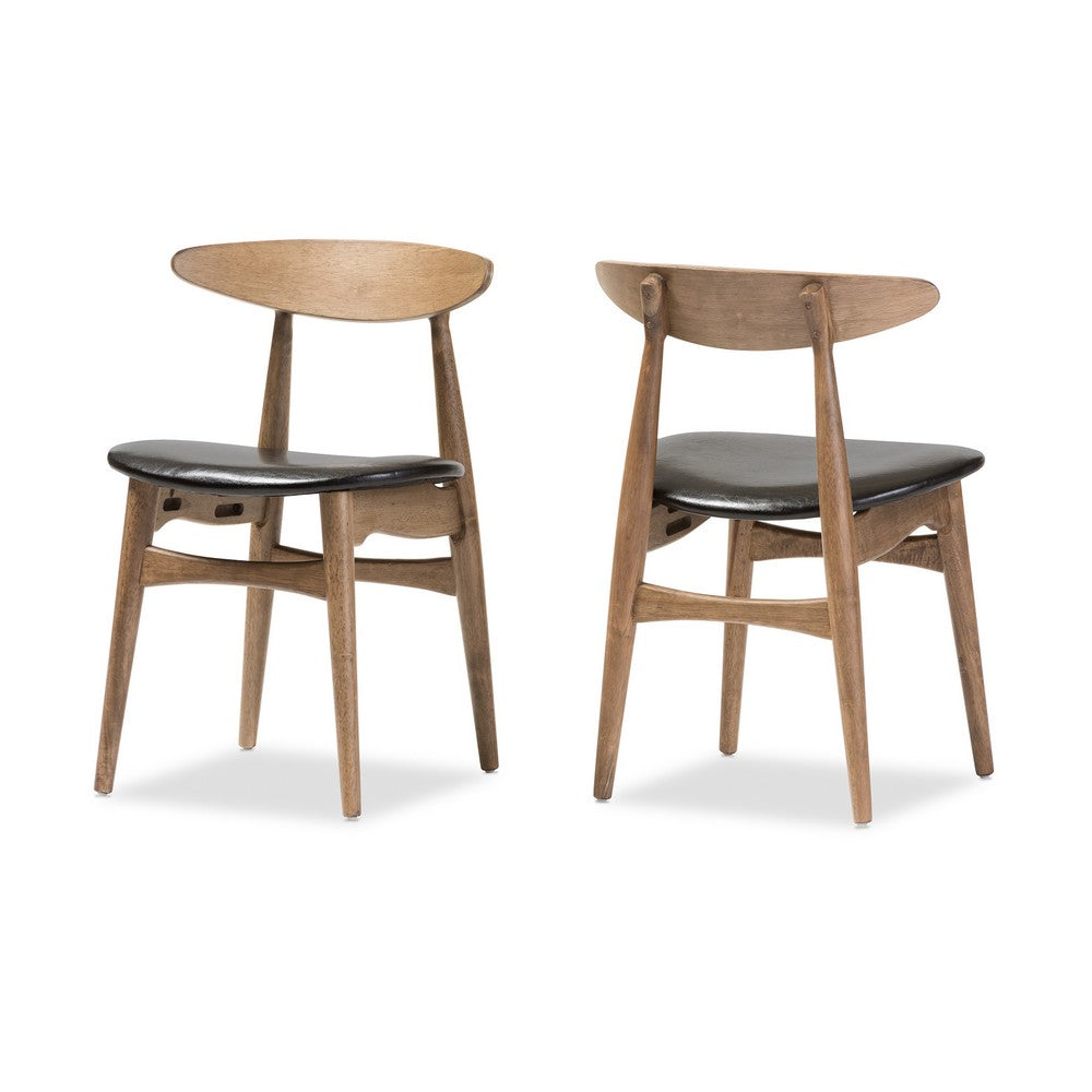 Baxton Studio - Edna Dining Set in Table: "Oak" Light Brown; Chairs: Black/"Oak" Light Brown - Flora-French Oak 5PC Dining Set view 5