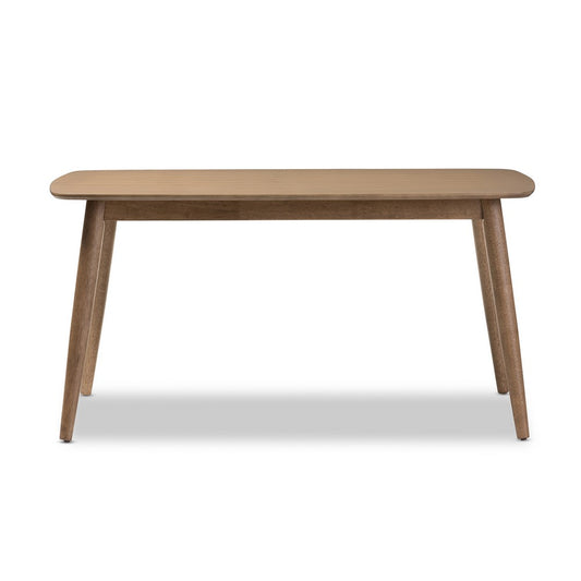 Baxton Studio - Edna Dining Table in "Oak" Light Brown - Flora-French Oak-DT view 2