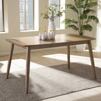 Baxton Studio - Edna Dining Table in "Oak" Light Brown - Flora-French Oak-DT view 6