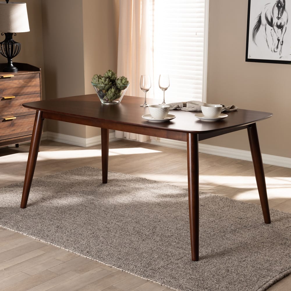 Baxton Studio - Edna Dining Table in Walnut - Flora-Walnut-DT view 6