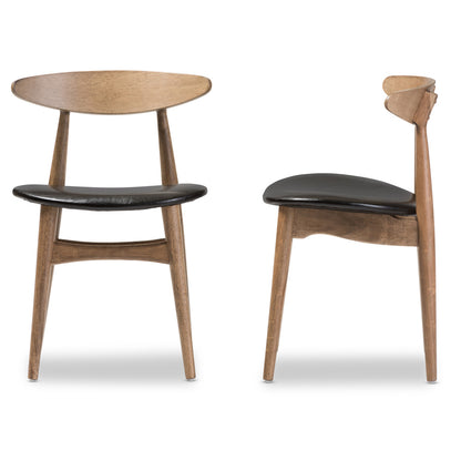 Baxton Studio - Edna Set of 2 Dining Chairs in Black/"Oak" Light Brown - Flora-French Oak-DC view 1