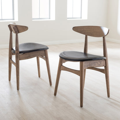 Baxton Studio - Edna Set of 2 Dining Chairs in Black/"Oak" Light Brown - Flora-French Oak-DC view 3
