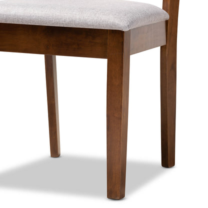 Baxton Studio - Edona Dining Set in Grey/walnut brown - Edona-Grey/Walnut-5PC Dining Set view 6