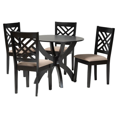 Baxton Studio - Edona Dining Set in Sand/Dark Brown - Felisa-Sand/Dark Brown-5PC Dining Set view 1