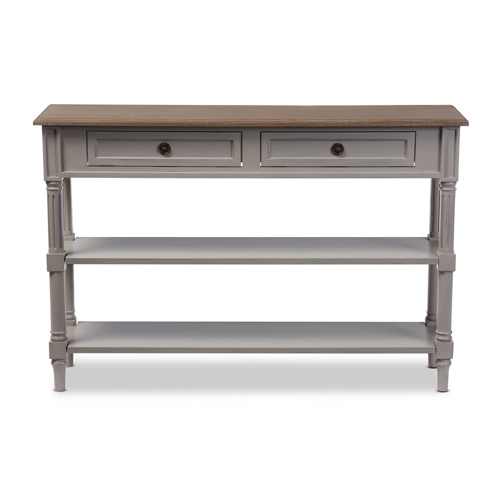 Baxton Studio - Edouard Console Table in Grey/Light Brown - EDD9VM/M-B-W1 view 2