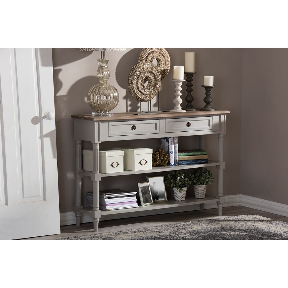 Baxton Studio - Edouard Console Table in Grey/Light Brown - EDD9VM/M-B-W1 view 4