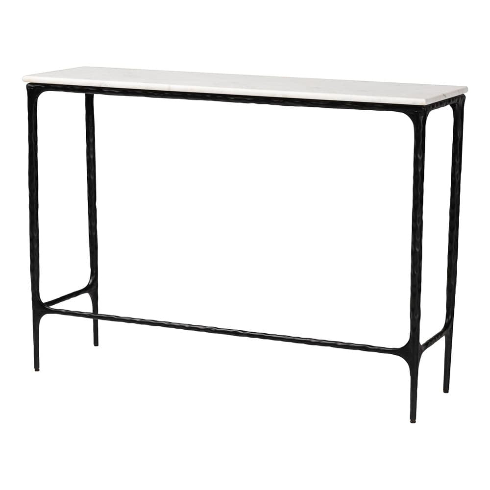 Baxton Studio - Edsel Console Table in Marble White/Black - FUR6880-Marble Top/Hammered-Console Table view 1