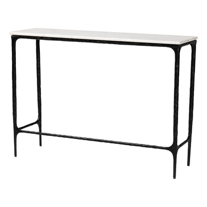 Baxton Studio - Edsel Console Table in Marble White/Black - FUR6880-Marble Top/Hammered-Console Table view 1