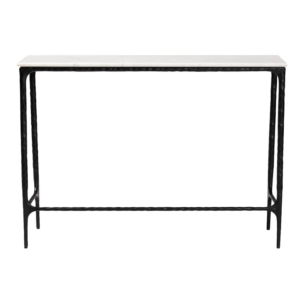 Baxton Studio - Edsel Console Table in Marble White/Black - FUR6880-Marble Top/Hammered-Console Table view 2