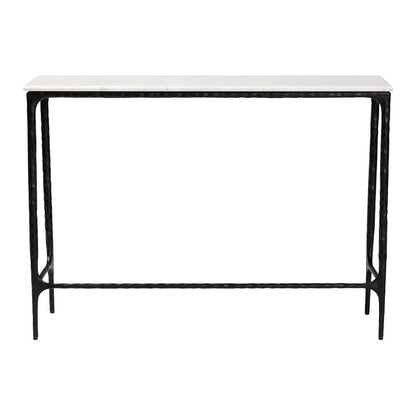 Baxton Studio - Edsel Console Table in Marble White/Black - FUR6880-Marble Top/Hammered-Console Table view 2