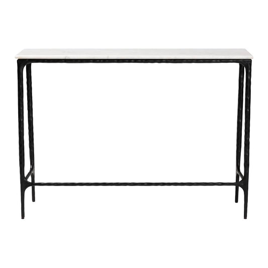 Baxton Studio - Edsel Console Table in Marble White/Black - FUR6880-Marble Top/Hammered-Console Table view 2