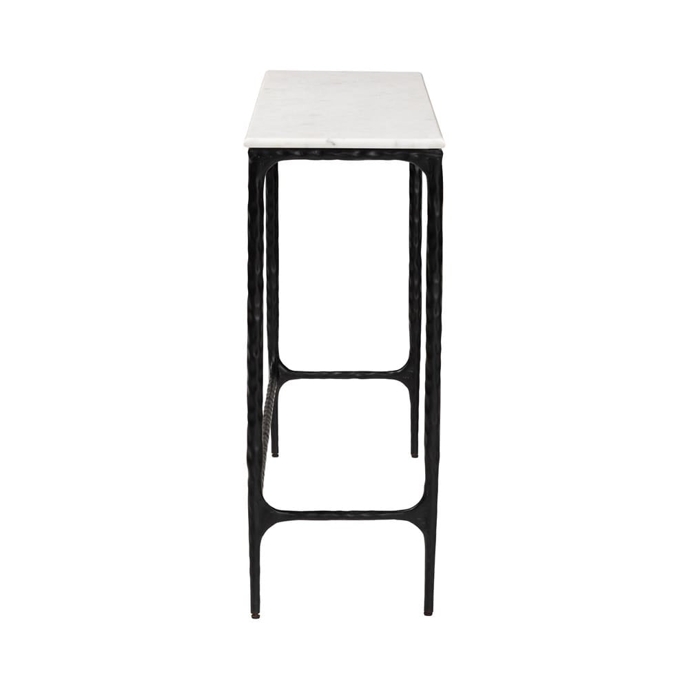 Baxton Studio - Edsel Console Table in Marble White/Black - FUR6880-Marble Top/Hammered-Console Table view 3