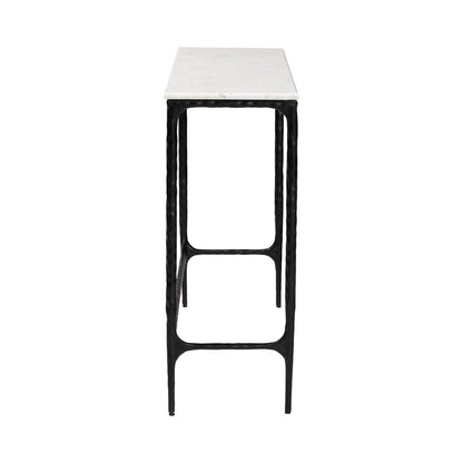Baxton Studio - Edsel Console Table in Marble White/Black - FUR6880-Marble Top/Hammered-Console Table view 3