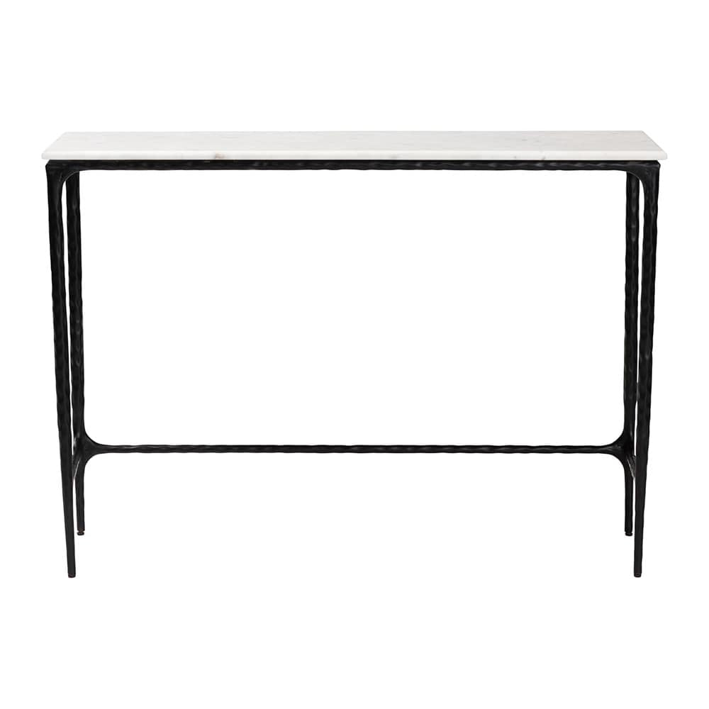 Baxton Studio - Edsel Console Table in Marble White/Black - FUR6880-Marble Top/Hammered-Console Table view 4