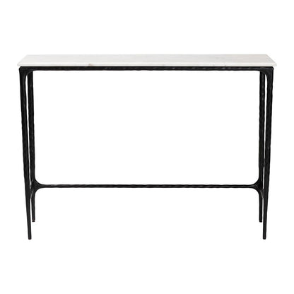 Baxton Studio - Edsel Console Table in Marble White/Black - FUR6880-Marble Top/Hammered-Console Table view 4
