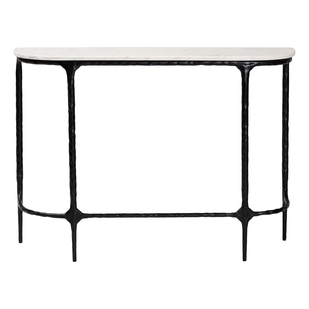 Baxton Studio - Edsel Console Table in Marble White/Black - FUR6899-Marble Top Hammered-Console Table view 2