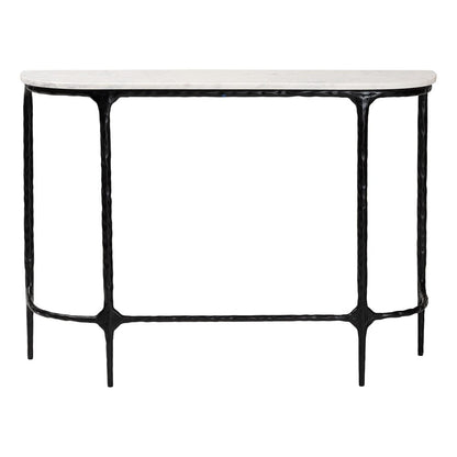 Baxton Studio - Edsel Console Table in Marble White/Black - FUR6899-Marble Top Hammered-Console Table view 2