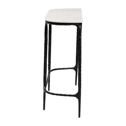 Baxton Studio - Edsel Console Table in Marble White/Black - FUR6899-Marble Top Hammered-Console Table view 3