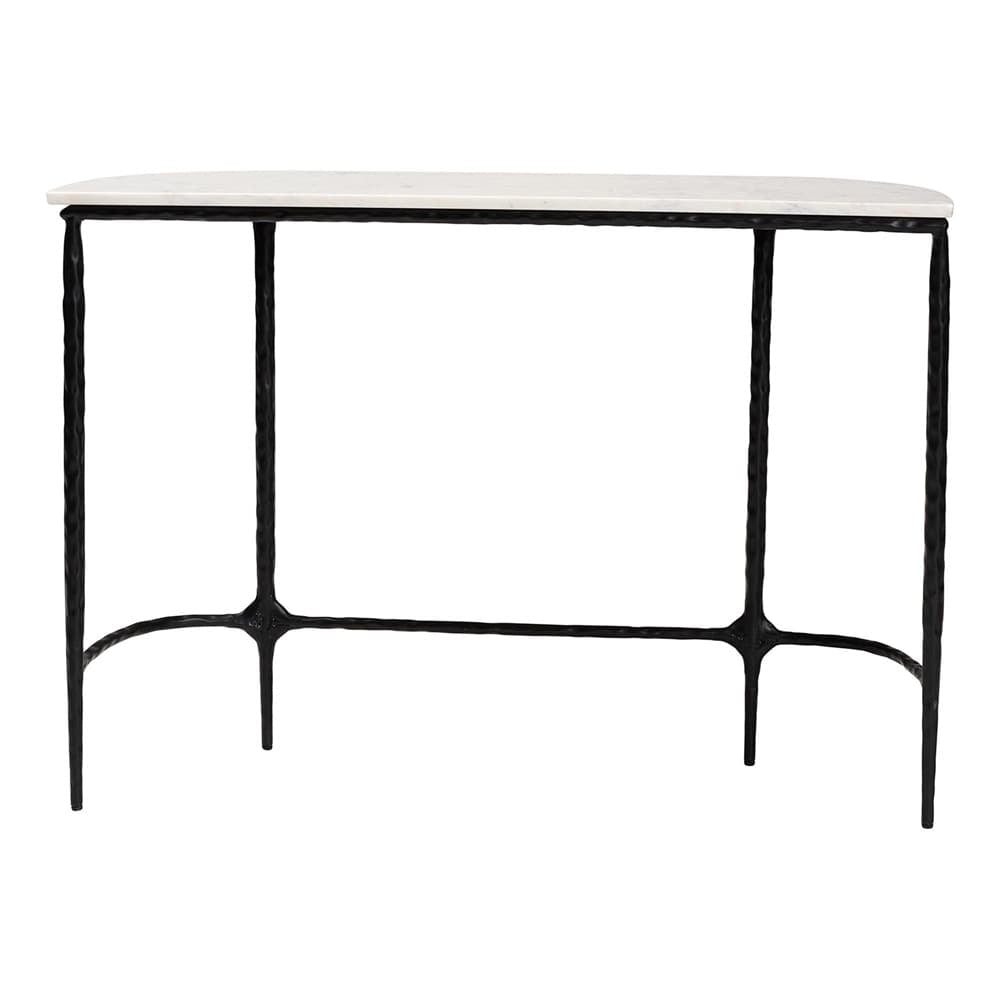 Baxton Studio - Edsel Console Table in Marble White/Black - FUR6899-Marble Top Hammered-Console Table view 4