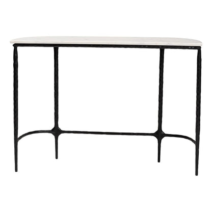 Baxton Studio - Edsel Console Table in Marble White/Black - FUR6899-Marble Top Hammered-Console Table view 4