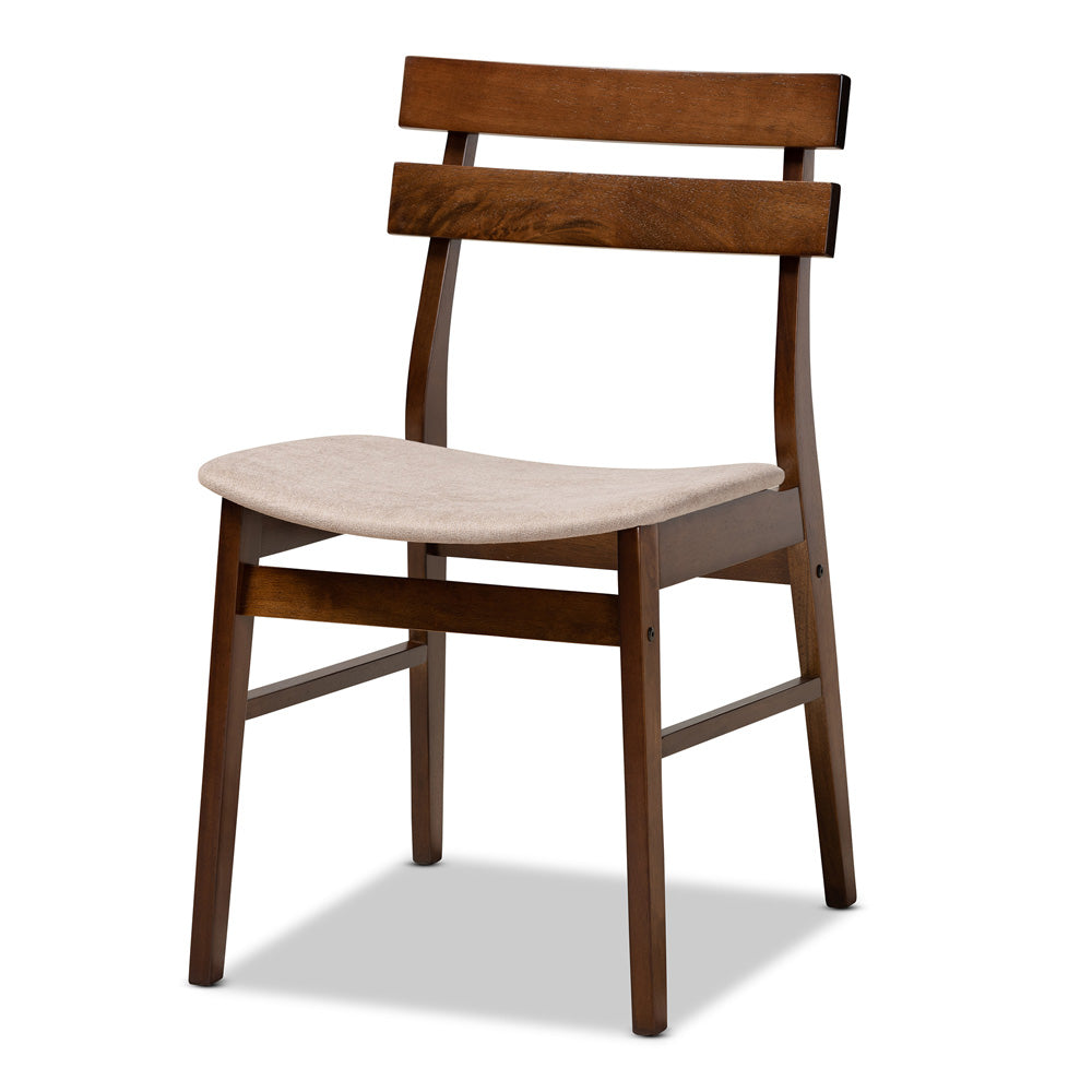 Baxton Studio - Eiko Dining Set in Light Beige/Walnut - Delvin/Hexa-Latte/Walnut-5PC Dining Set view 2