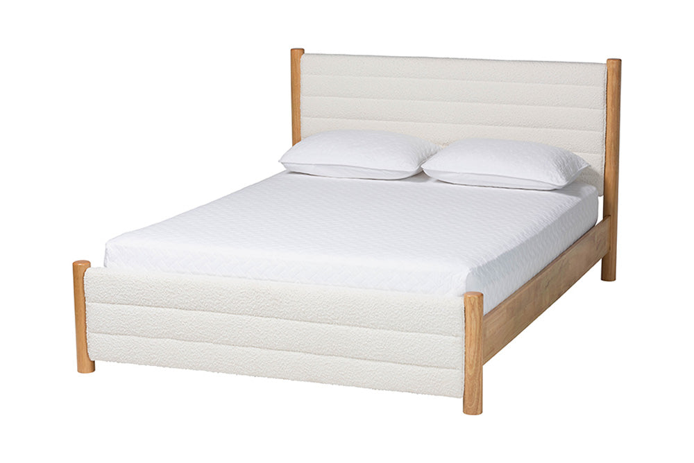 Baxton Studio - Eilert Queen Size Bed - BBT61207 A1-Cream-Queen view 1