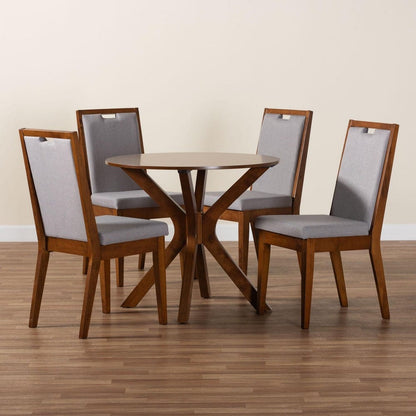 Baxton Studio - Eira Dining Set in Grey/Walnut Brown - Eira-Grey/Walnut-5PC Dining Set view 9