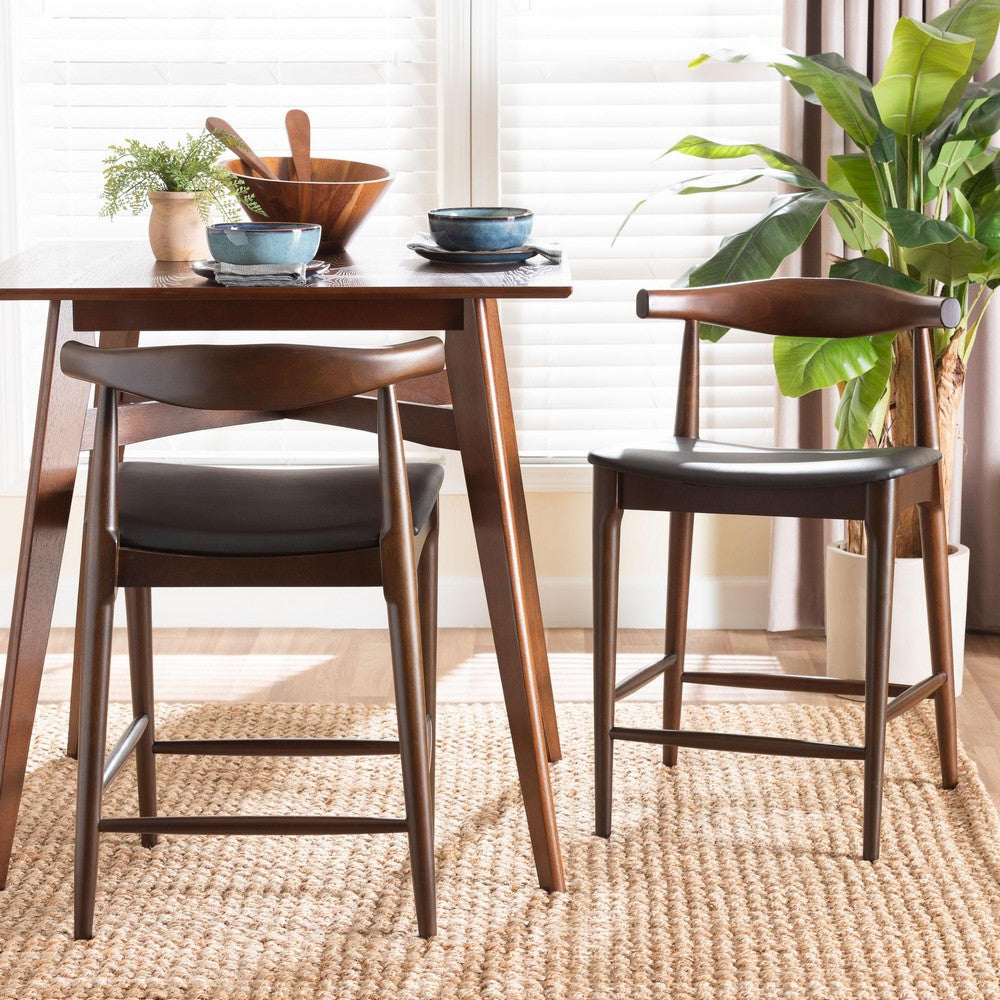 Baxton Studio - Eira Set of 2 Counter Stools in Black/Walnut Brown - Elbow-Wenge-CS view 7