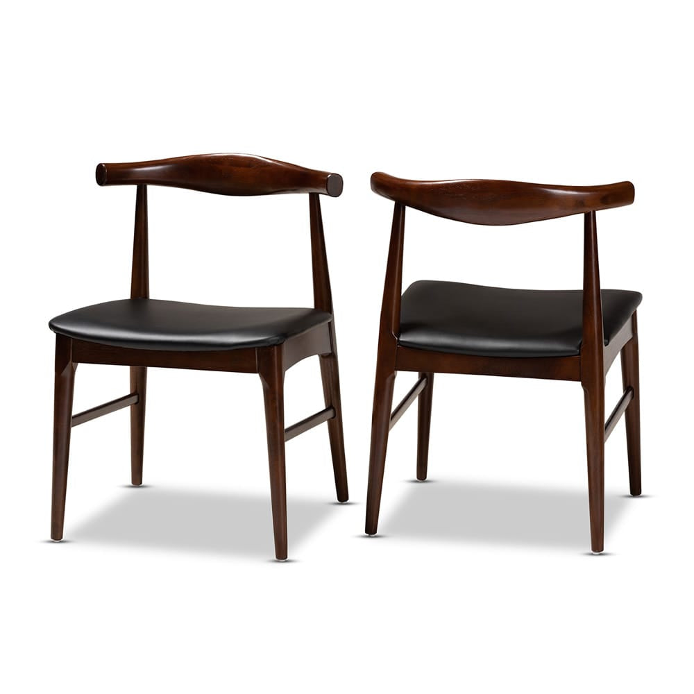 Baxton Studio - Eira Set of 2 Dining Chairs in Black/Walnut - Elbow-Black/Walnut-DC view 1