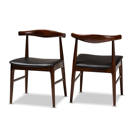 Baxton Studio - Eira Set of 2 Dining Chairs in Black/Walnut - Elbow-Black/Walnut-DC view 1