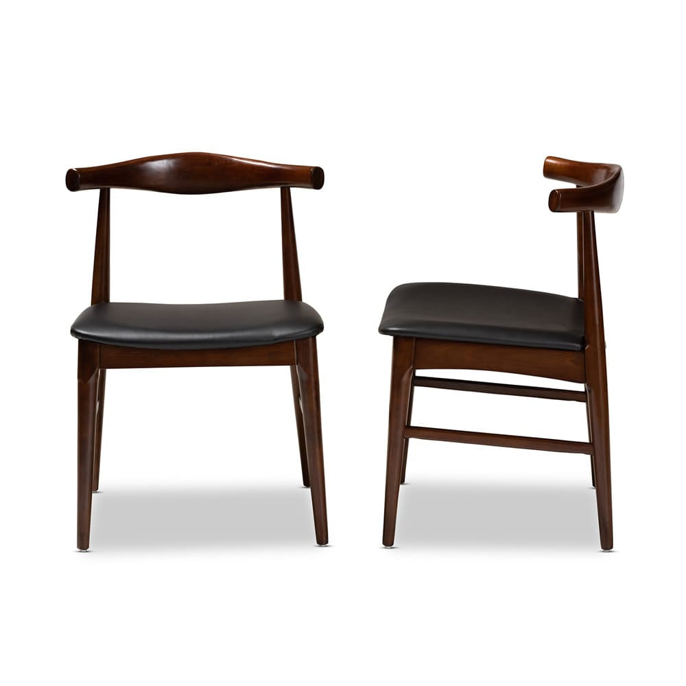 Baxton Studio - Eira Set of 2 Dining Chairs in Black/Walnut - Elbow-Black/Walnut-DC view 3