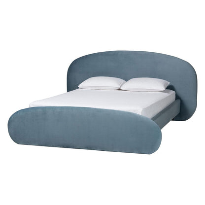 Baxton Studio - Ekram Queen Size Bed in Light Blue - BBT61382-Light Blue 57-Queen view 1