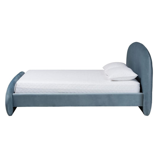 Baxton Studio - Ekram Queen Size Bed in Light Blue - BBT61382-Light Blue 57-Queen view 2