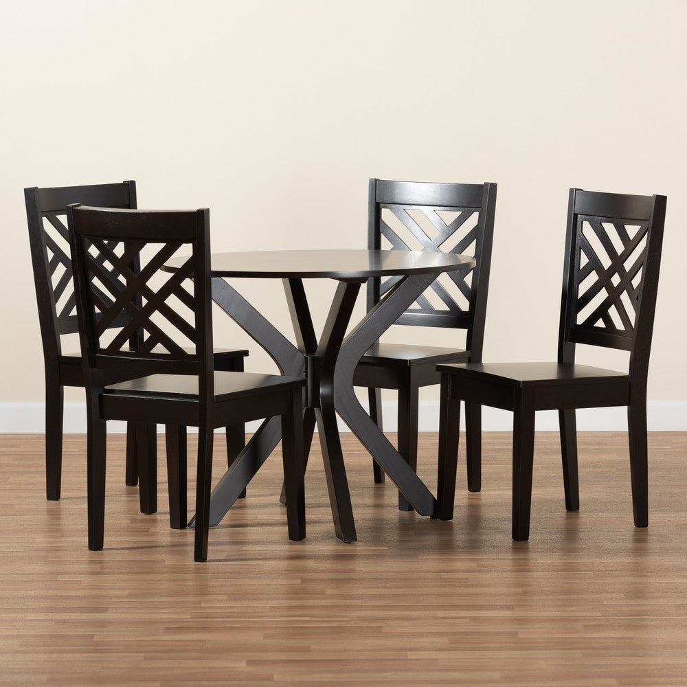 Baxton Studio - Ela Dining Set in Dark Brown - Ela-Dark Brown-5PC Dining Set view 8