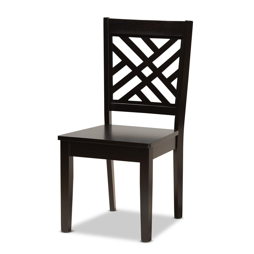 Baxton Studio - Ela Dining Set in Dark Brown - Ela-Dark Brown-7PC Dining Set view 2