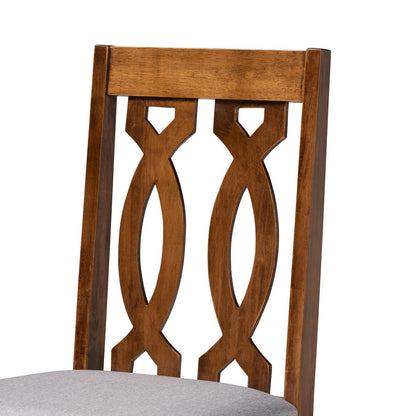 Baxton Studio - Elaine Dining Set in Grey/walnut brown - Elaine-Grey/Walnut-5PC Dining Set view 5