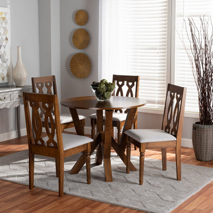 Baxton Studio - Elaine Dining Set in Grey/walnut brown - Elaine-Grey/Walnut-5PC Dining Set view 7